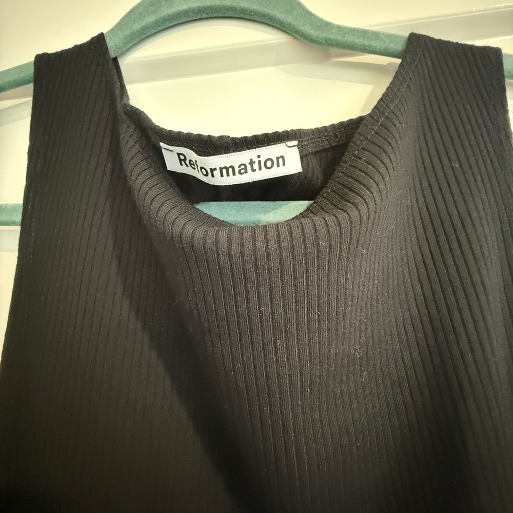Reformation Black Ribbed Dress - Picture 2 of 3